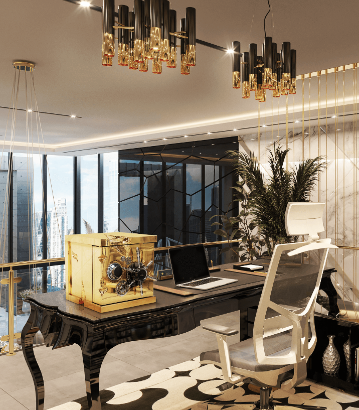 luxury villa home locking anti-theft stainless steel safe gold